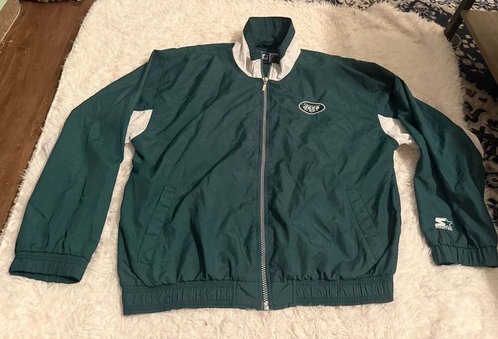 Starter New York Jets Jacket Size XL Green NFL Windbreaker Full Zip
